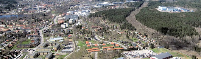 Flygbild över Finspångs centralort.