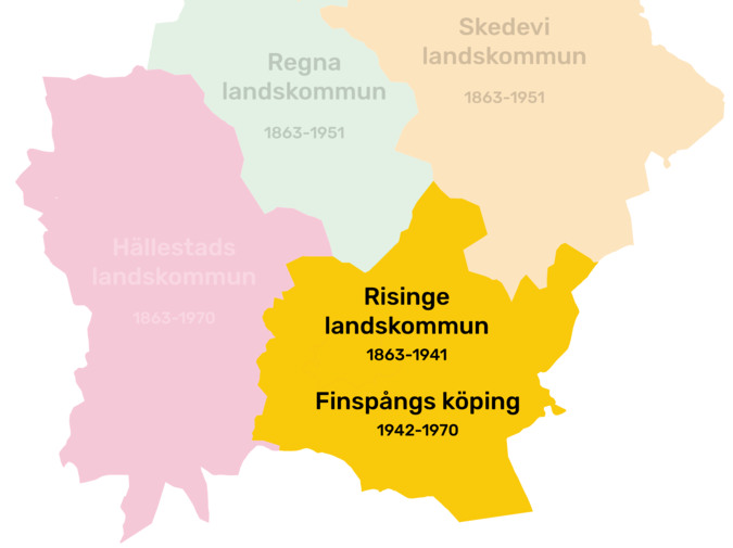  Karta som visar dåvarande Risinge landskommun som 1942 blev Finspångs köping.